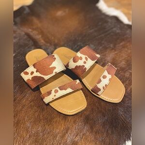 Cowhide Print Sandals